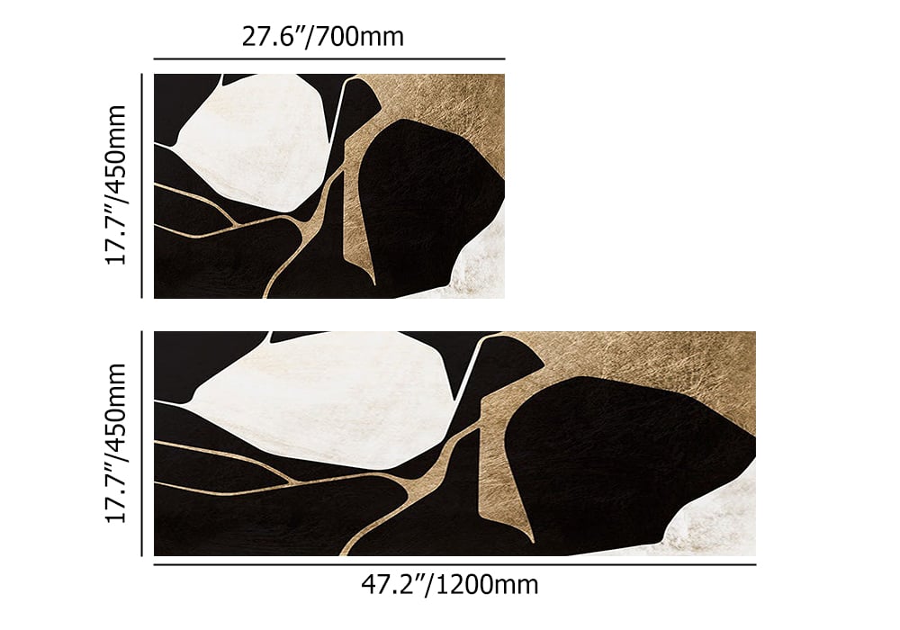 HMR - 2PCS Abstract Gold&Black Diatom Mud Running Mat Non-slip Absorbent Kitchen Rug Set