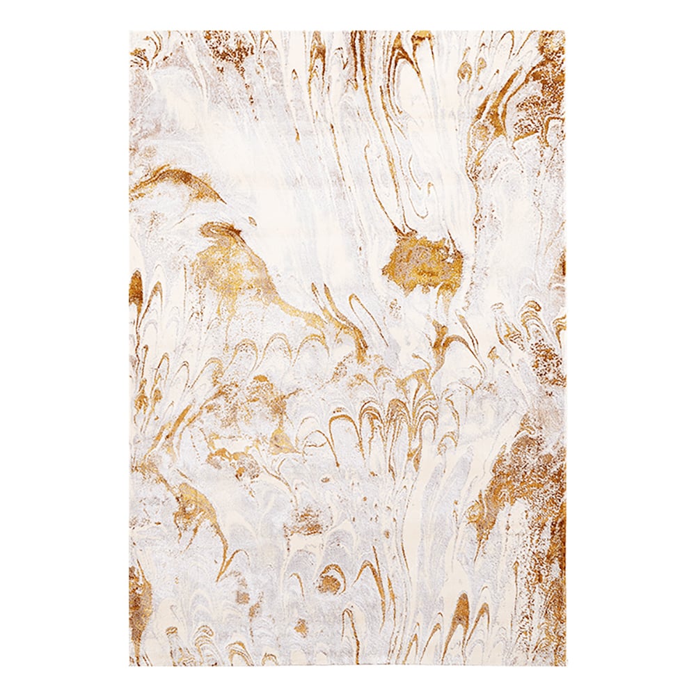 HMR - Gradient Gold Abstract Living Room Carpet Machine Washable Non-slip Waterproof Area Rug
