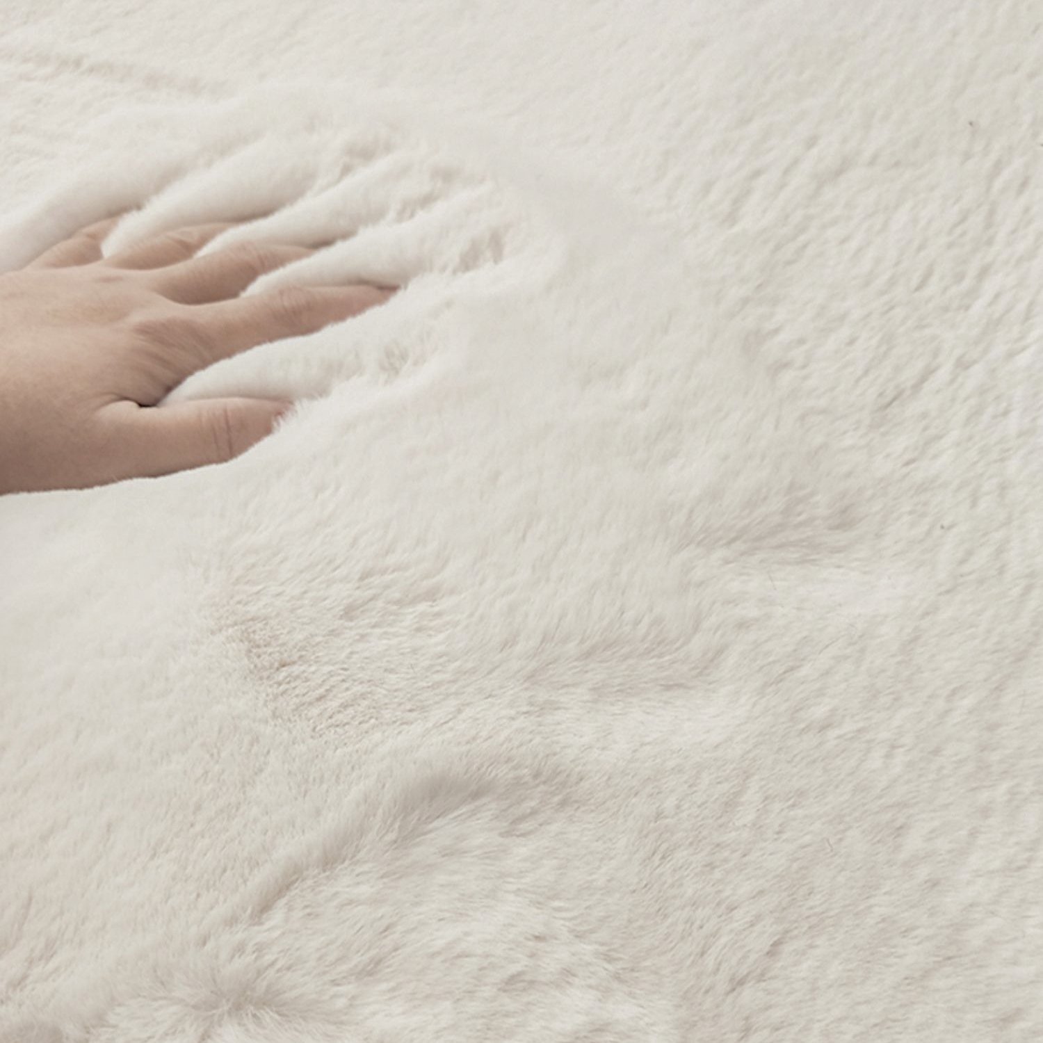 HMR - 6' x 9' Beige Shag Faux Rabbit Fur Fluffy and Thick Rectangle Area Rug for Living Room