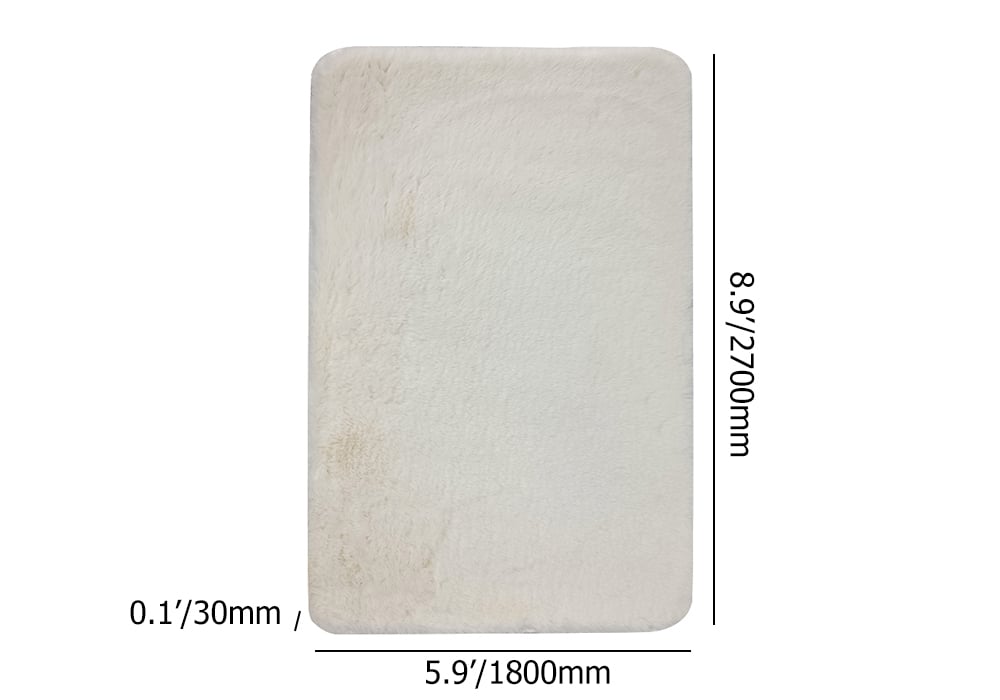 HMR - 6' x 9' Beige Shag Faux Rabbit Fur Fluffy and Thick Rectangle Area Rug for Living Room