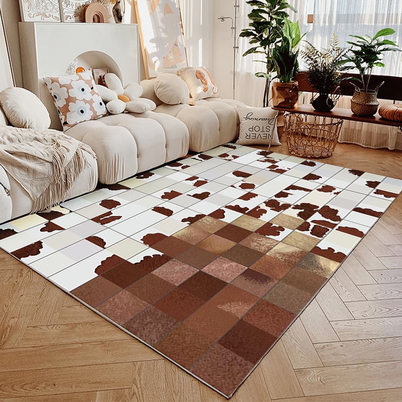 HMR - 5' x 7' Modern Checkered Area Rug Geometric Decorative Carpet for Living Room Bedroom