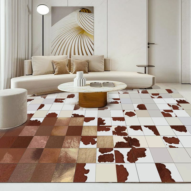 HMR - 5' x 7' Modern Checkered Area Rug Geometric Decorative Carpet for Living Room Bedroom