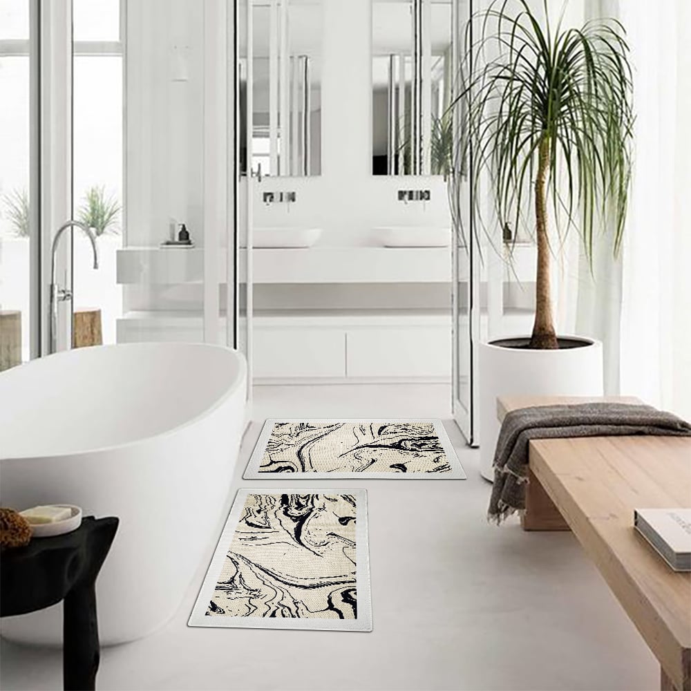 HMR - 2' x 3' Morden Abstract Non-slip Front Door Mat Boucle Entryway Rug Washable Bath Mat