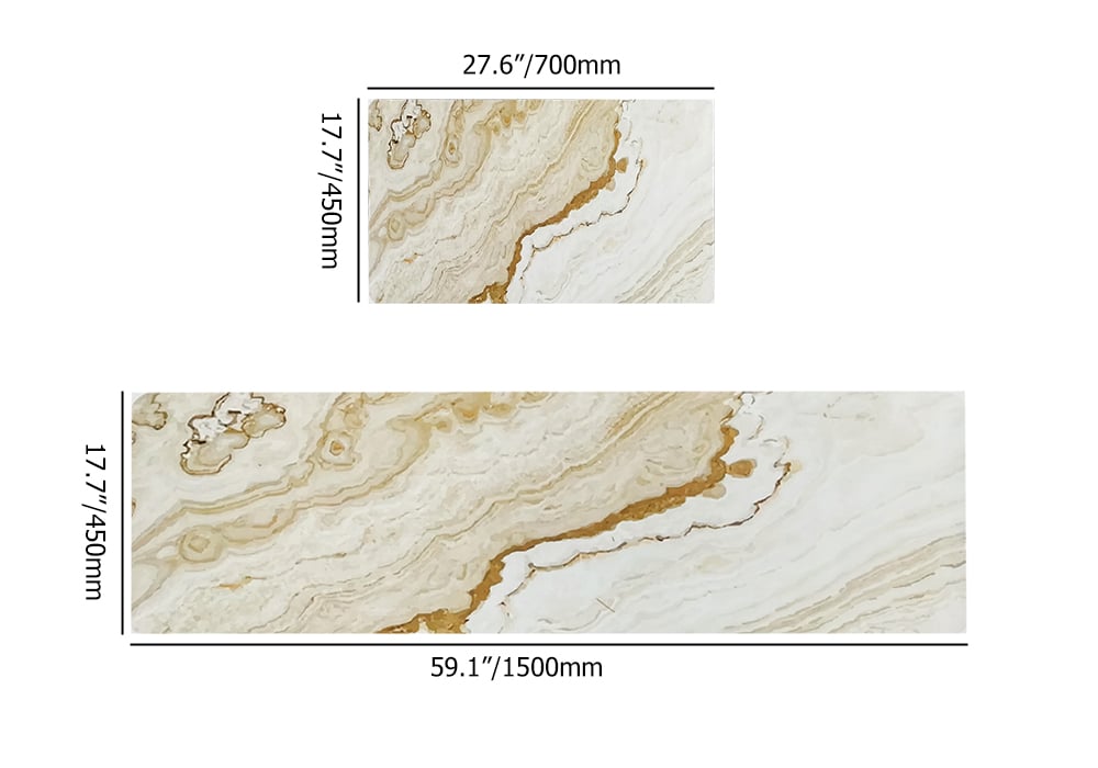 HMR - 2 Pieces Modern Marble Washable Kitchen Runner Mats Non-slip absorbent Kitchen Mat Set