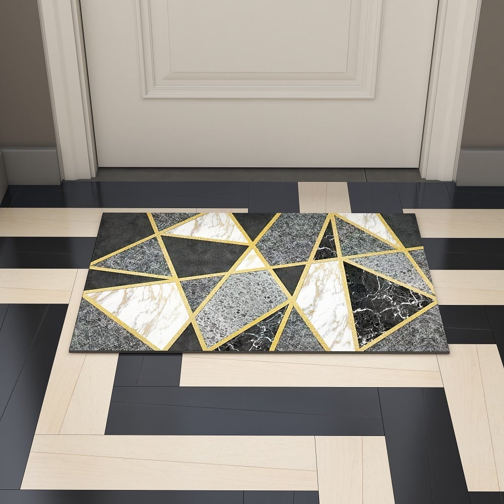 HMR - Modern Geometric Non-Slip Soft Bath Mat 16" x 24" Rectangle Abstract Bathroom Rug