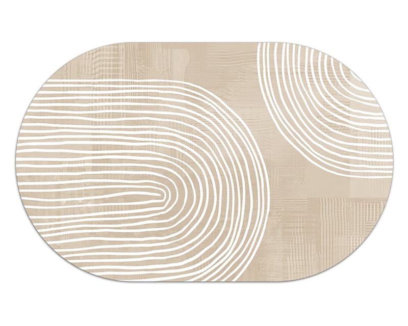 HMR - 4 Pieces Japandi Light Khaki Diatom Mud Non-Slip Bath Mat Abstract Bath Rug Set