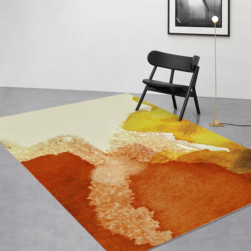 HMR - 6' x 9' Modern Orange Faux Cashmere Area Rug for Living Room & Bedroom
