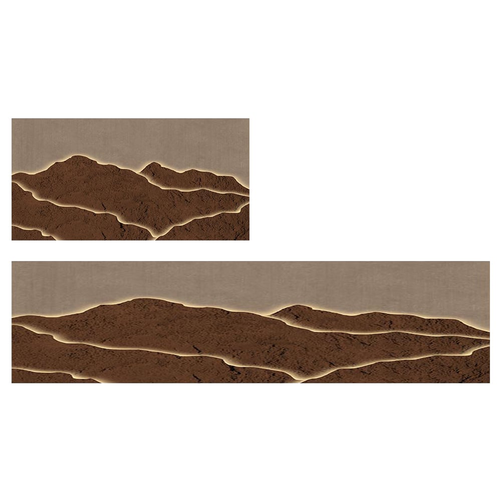 HMR - 2 Pieces Modern Gold & Brown Kitchen Runner Mats Non-slip Absorbent Kitchen Rug Set