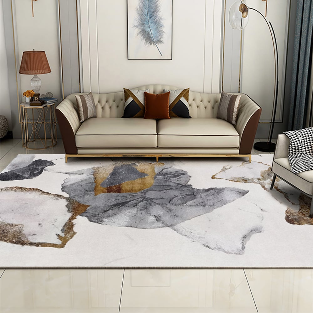 HMR - 3' x 5' Art Deco Faux Cashmere Area Rug with Abstract Pattern Decorative Carpet