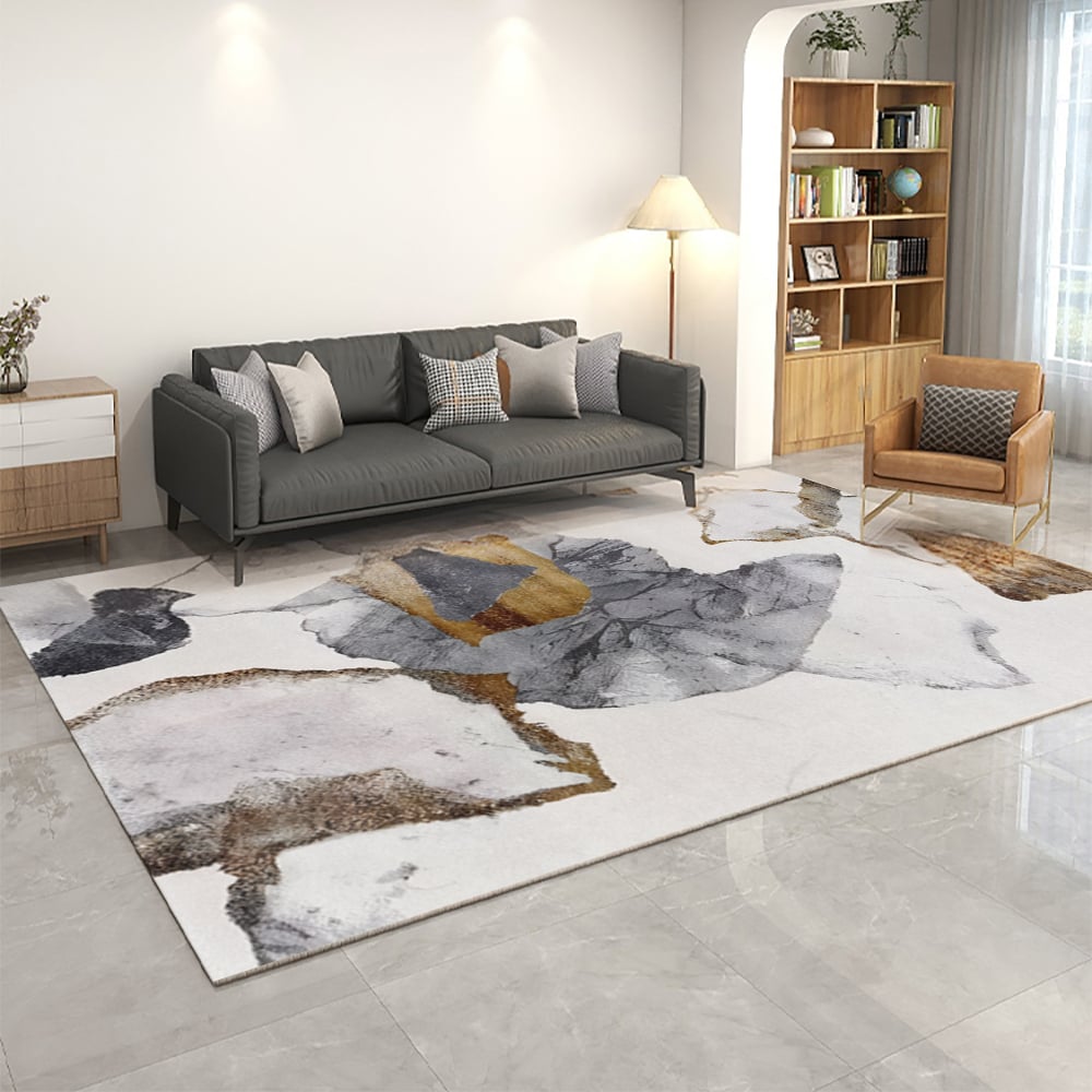 HMR - 3' x 5' Art Deco Faux Cashmere Area Rug with Abstract Pattern Decorative Carpet