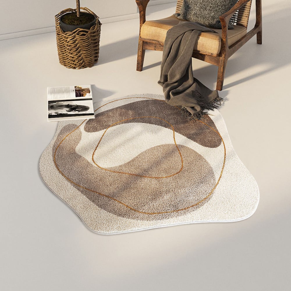 HMR - 3' x 3' Modern Round Faux Cashmere Area Rug Living Room & Bedroom Decorative Carpet