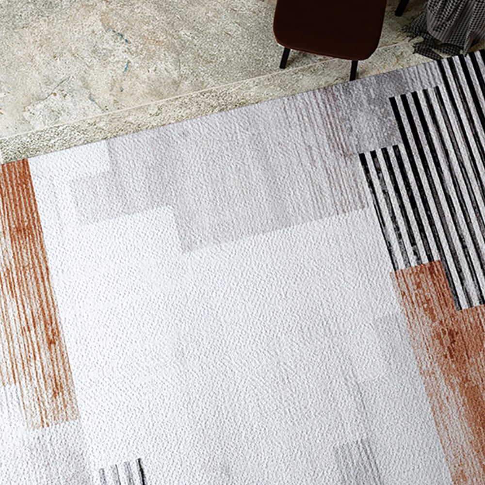HMR - 5' x 7' Abstract Brown Rug Polyester Rectangular Machine Washable Living Room Area Mat
