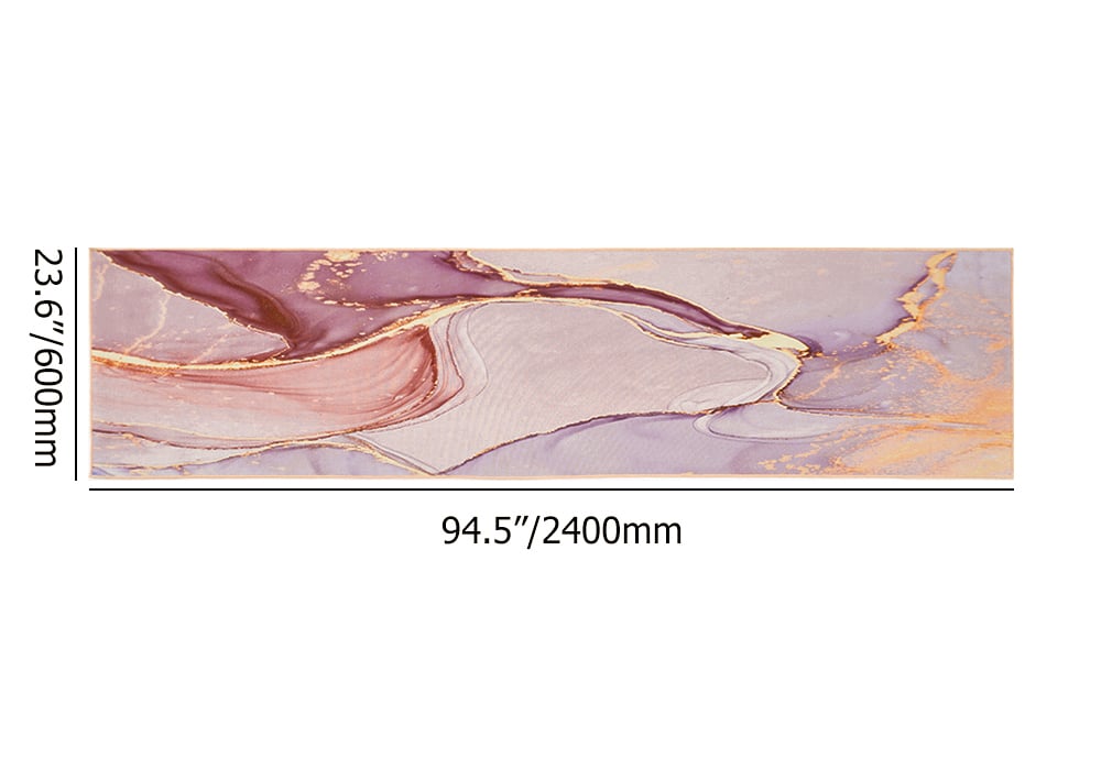 HMR Modern Abstract Rectangular 2' x 8' Area Rug - Pink/Gold/Gray