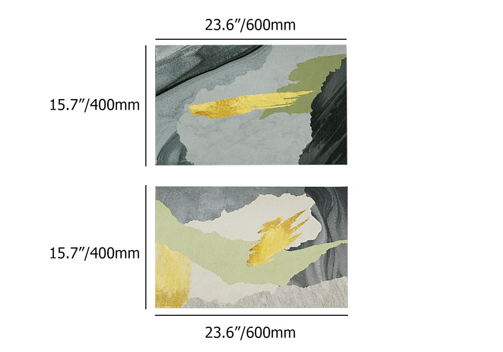 HMR - 2 Pieces Gray&Gold Abstract Bath Mat Set Marble Texture Non-slip Absorbent Rug Sets