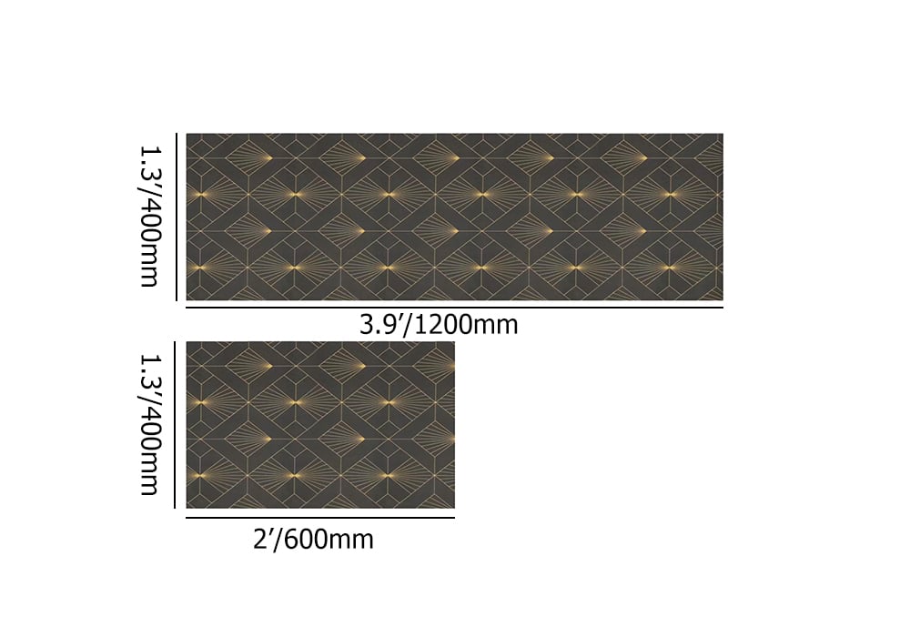 HMR - 2 Pieces Gold Kitchen Runner Mats Non-slip Geometric Kitchen Rug Set