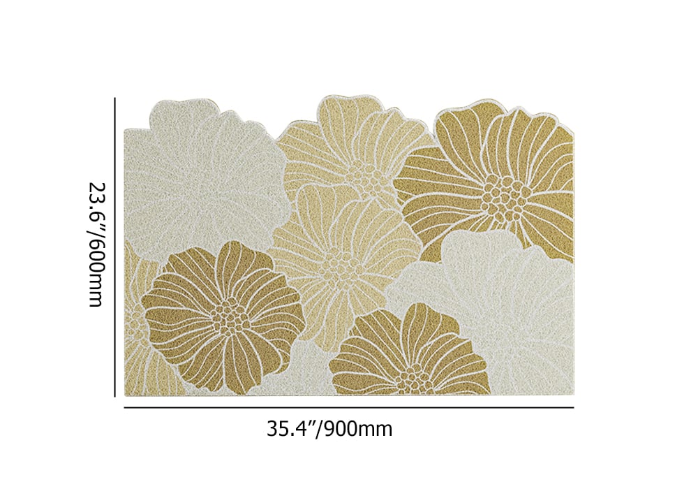 HMR - Morden Brown Flowers Novelty Mat Non-slip Entryway Rug 2' x 3'