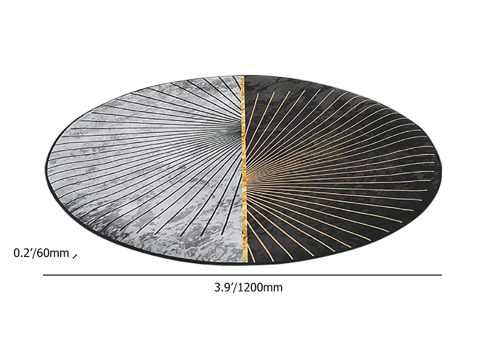 HMR Modern Abstract 4' x 4' Round Area Rug - Gold/Gray, Style B