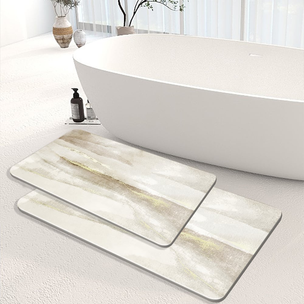 HMR - Modern Non-Slip Rectangle Bath Mat Abstract Rug 16" x 24" & 20" x 32" (2-Pieces)