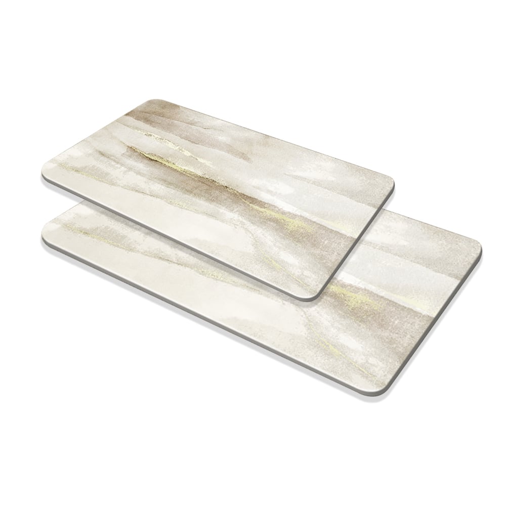 HMR - Modern Non-Slip Rectangle Bath Mat Abstract Rug 16" x 24" & 20" x 32" (2-Pieces)
