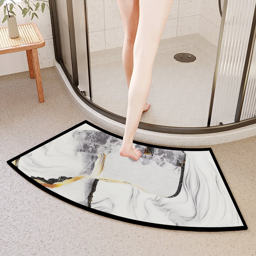 HMR - Curved Abstract Diatom Mud Absorbent Bath Mat Round Shower room Non-slip Rug