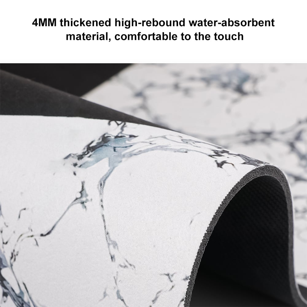 HMR - 2 Pieces Black&White Geometric Bath Mat Set Marble Texture Non-slip Absorbent Rug Sets