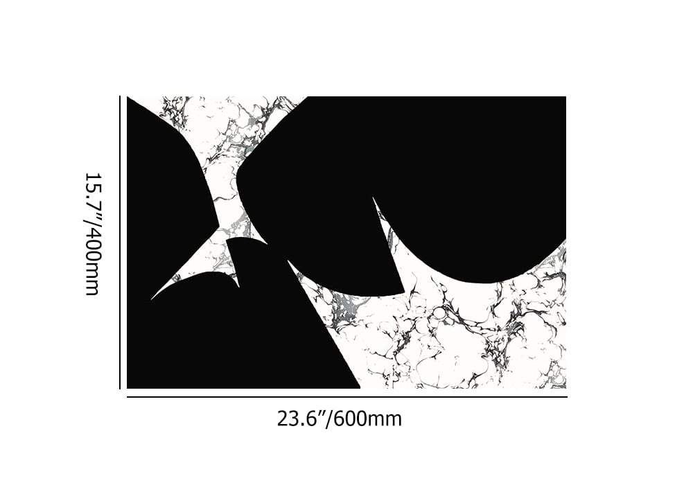 HMR - 2 Pieces Black&White Geometric Bath Mat Set Marble Texture Non-slip Absorbent Rug Sets