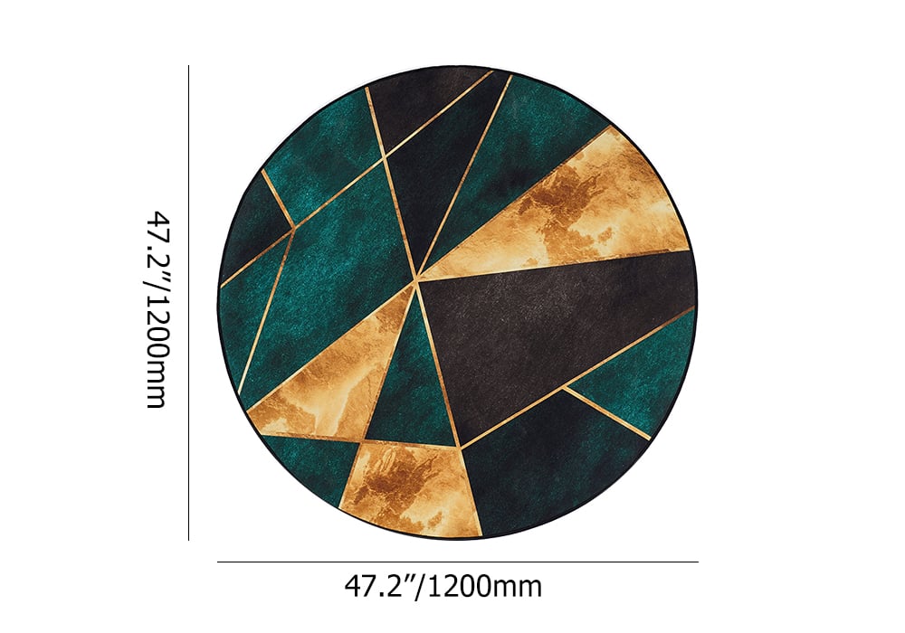 HMR Modern 4' x 4' Geometric Round Area Rug - Green/Gold/Black