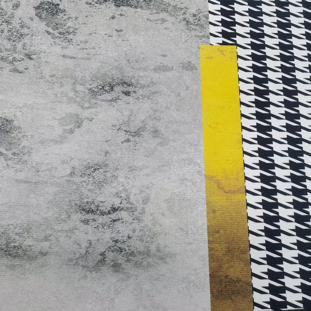 HMR - 2 Pieces Modern Geometric Gradient Gold Washable Kitchen Runner Mats Non-slip Rug Set