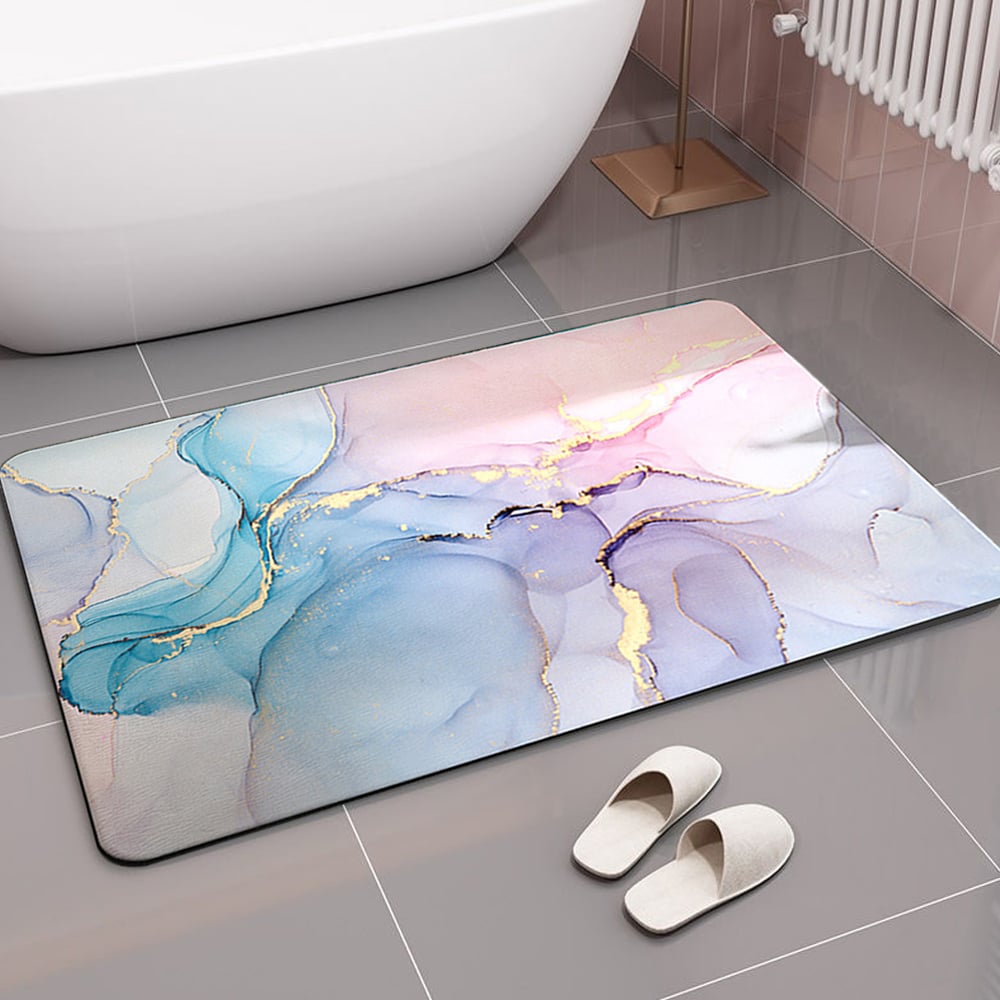 HMR - 16" x 24" Modern Non-Slip Soft Rectangle Bath Mat Geometric Abstract Bathroom Rug
