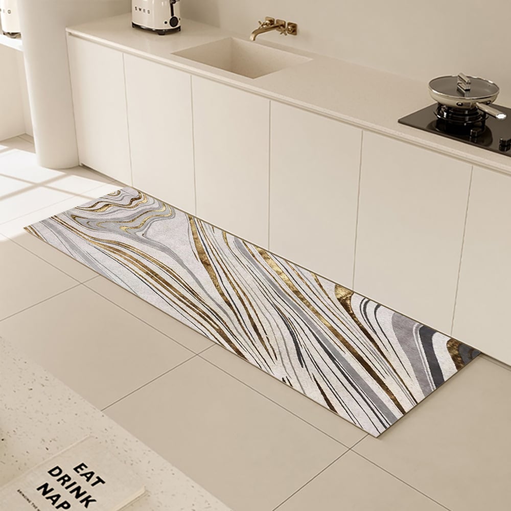 HMR - 2'X 8' Luxury abstract Runner Washable Rug with Marble Pattern Carpet