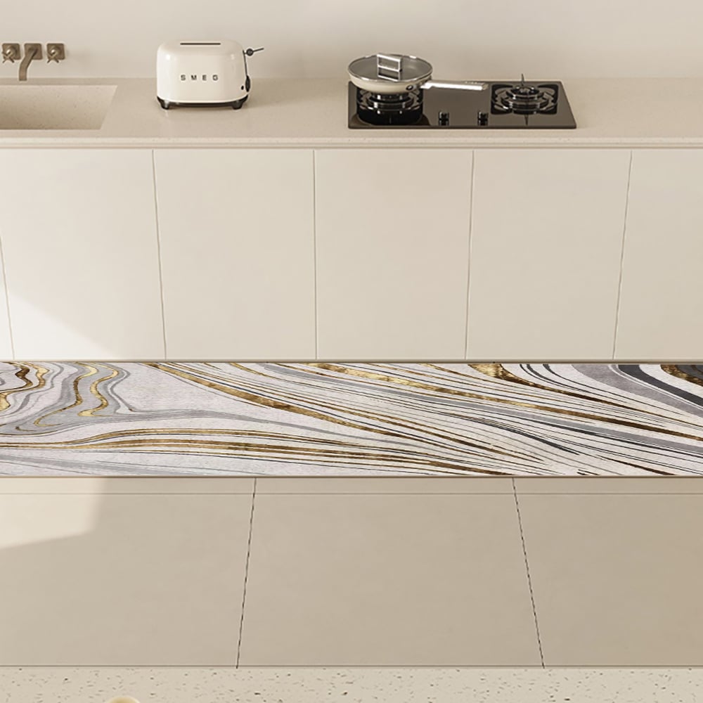 HMR - 2'X 8' Luxury abstract Runner Washable Rug with Marble Pattern Carpet