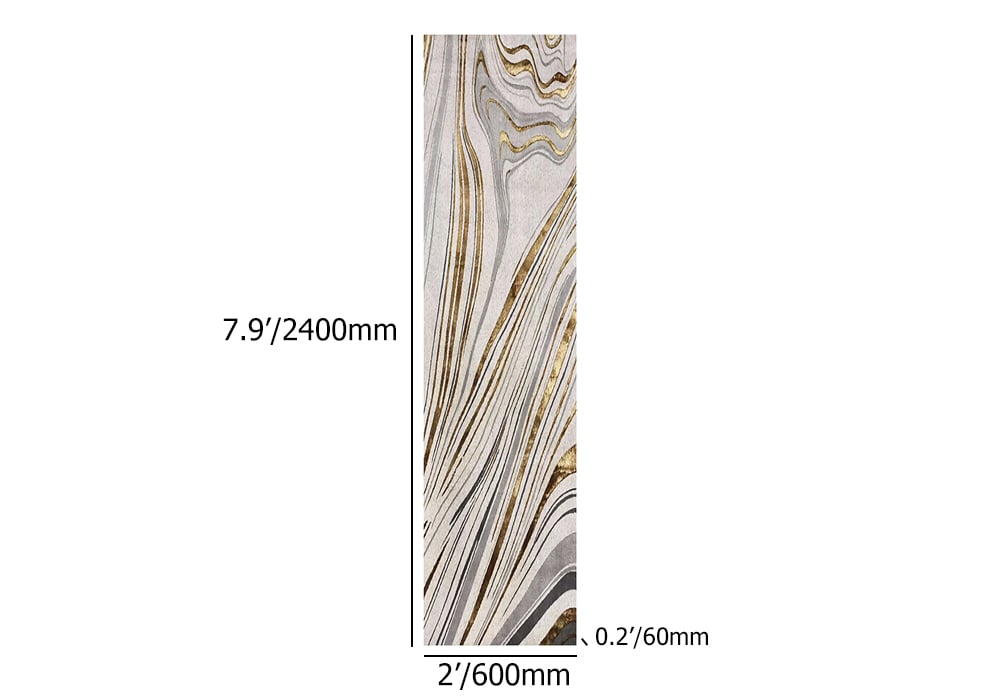 HMR - 2'X 8' Luxury abstract Runner Washable Rug with Marble Pattern Carpet