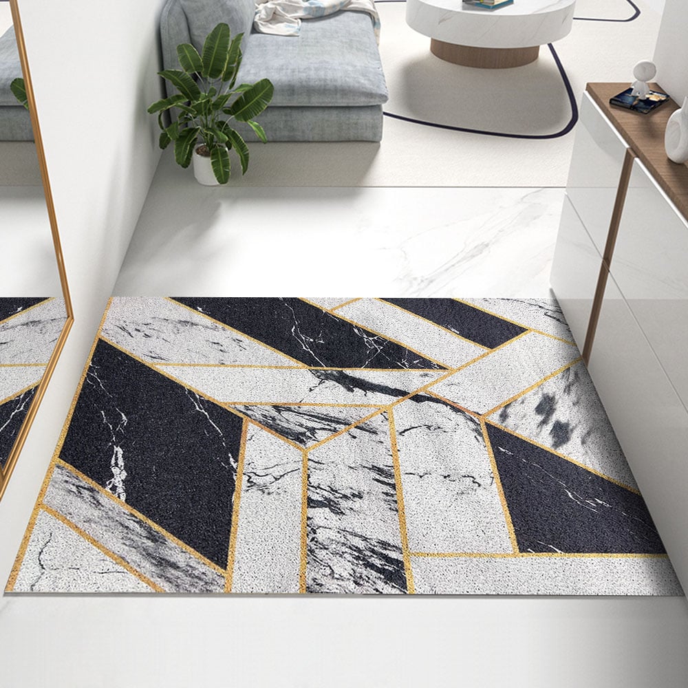 HMR - 2' x 3' Morden Geometry Non-slip Front Door Mat PVC Entryway Rug