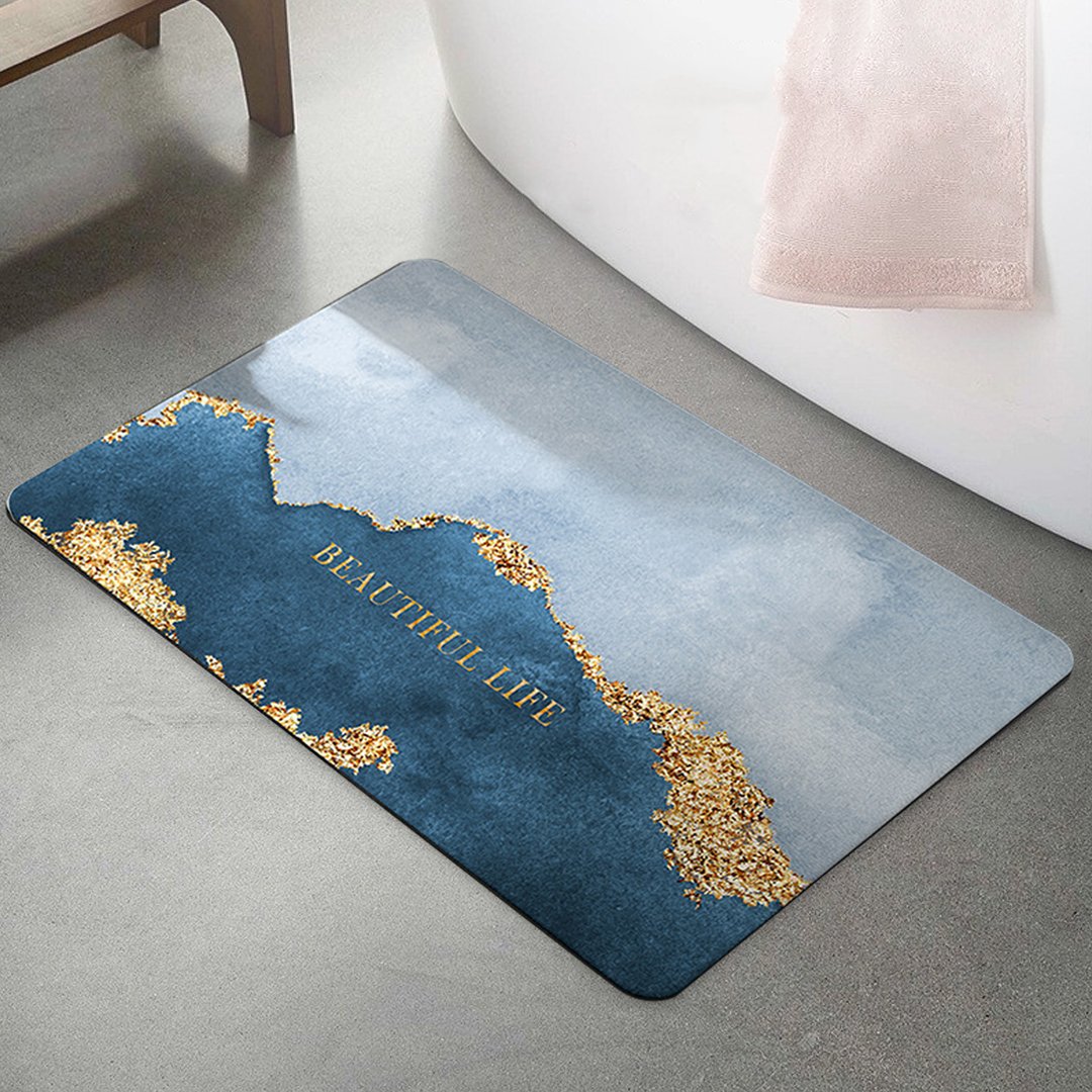 HMR - 16" x 24" Modern Rectangle Non-Slip Soft Bath Mat Geometric Abstract Bathroom Rug