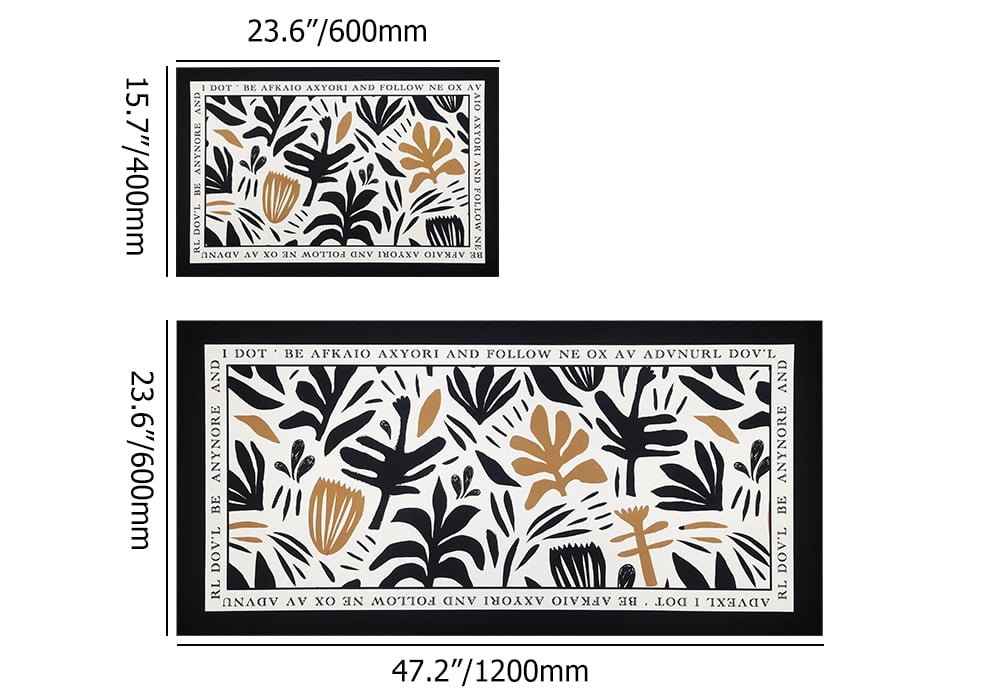 HMR - 2 Pieces Modern Flower Kitchen Runner Mats Non-slip Absorbent Widen Kitchen Rug Set