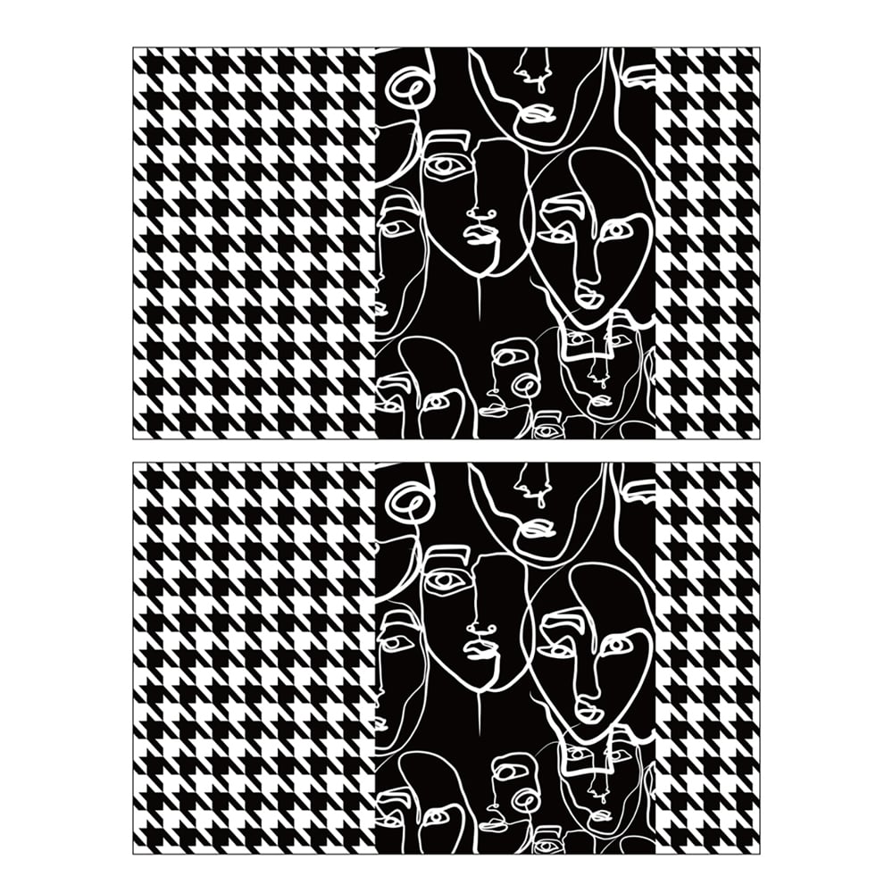 HMR - 2 Pieces Modern Abstract Houndstooth Black Washable Door Mat Non-slip Entryway Rug Set