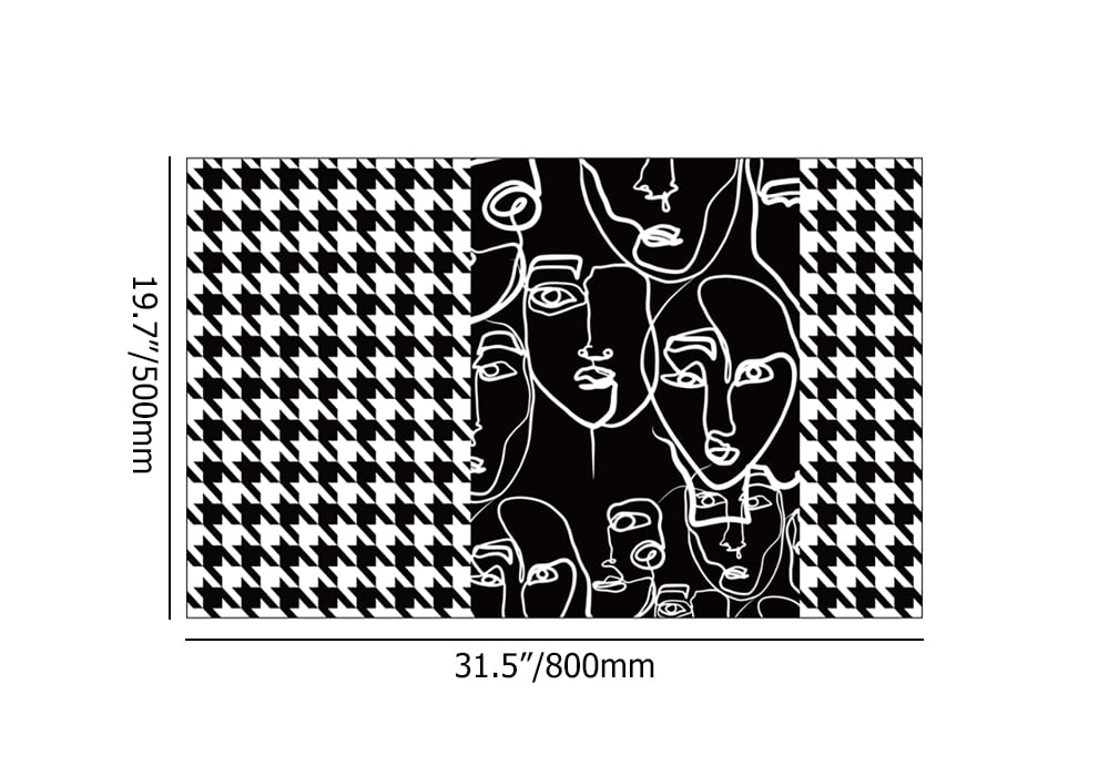 HMR - 2 Pieces Modern Abstract Houndstooth Black Washable Door Mat Non-slip Entryway Rug Set