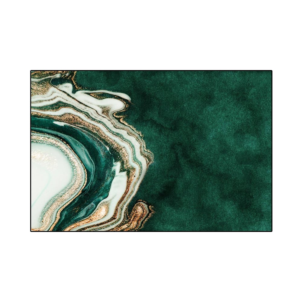 HMR - 3'x 5' Art Deco Green Marble Area Rug Living Room Carpet with Abstract Pattern