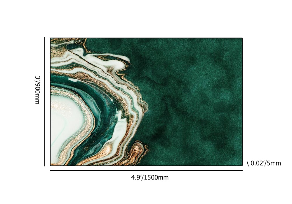 HMR - 3'x 5' Art Deco Green Marble Area Rug Living Room Carpet with Abstract Pattern