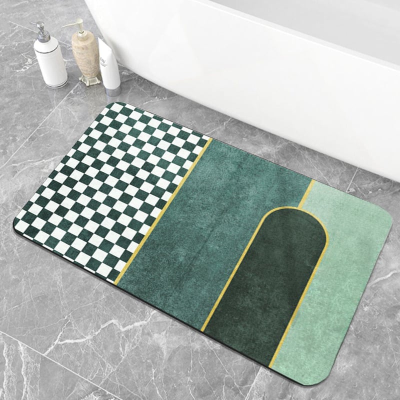 HMR - Modern Geometric Bath Mat Set Abstract Soft Bathroom Rugs 16" x 24" & 20" x 32" (2-Pieces)