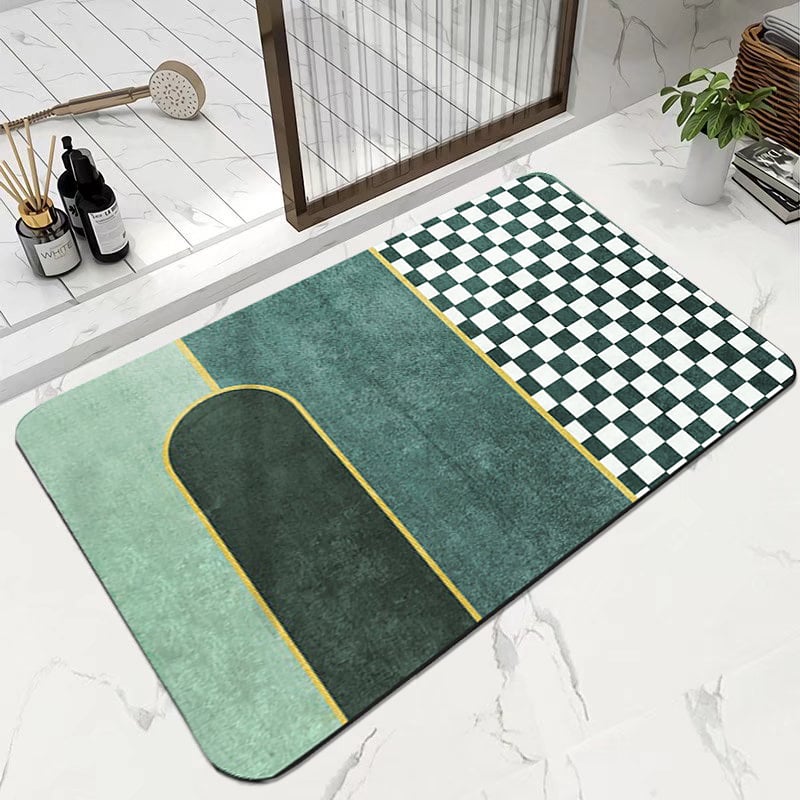 HMR - Modern Geometric Bath Mat Set Abstract Soft Bathroom Rugs 16" x 24" & 20" x 32" (2-Pieces)