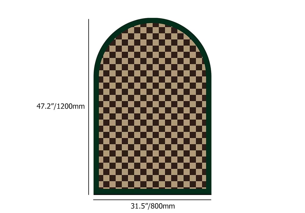 HMR - Morden Luxury Polyester Half Round Plaid Non-slip Entryway Rug 3' x 4'