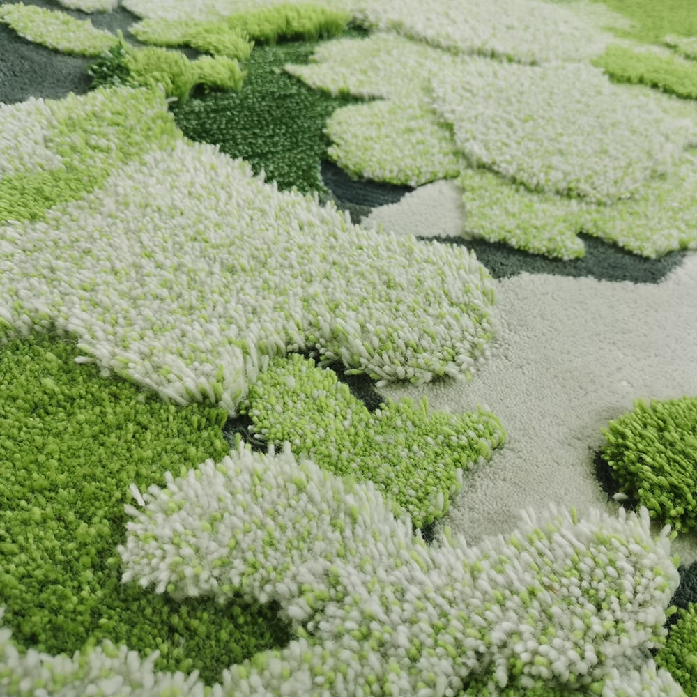 HMR - 31.5" Green Moss Rug 3D Tufted Wool Handmade Colorful Forest Carpet Bedside Living Room