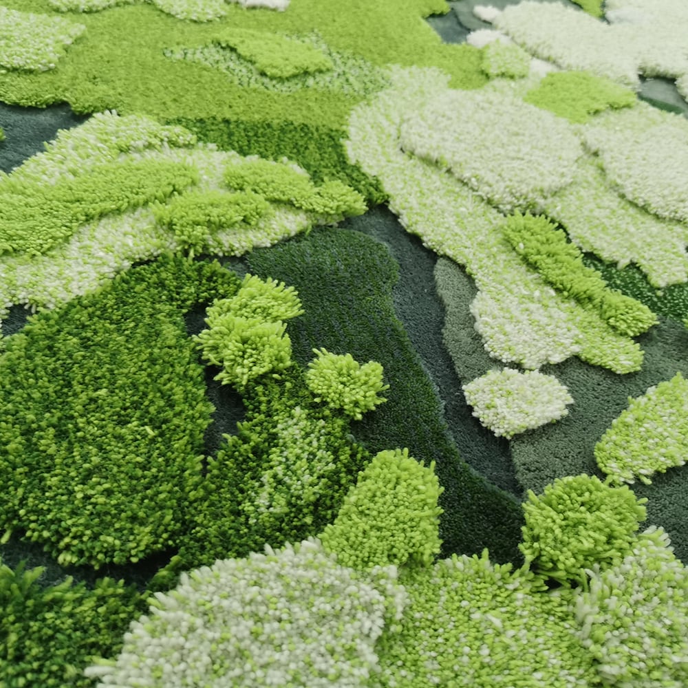 HMR - 31.5" Green Moss Rug 3D Tufted Wool Handmade Colorful Forest Carpet Bedside Living Room