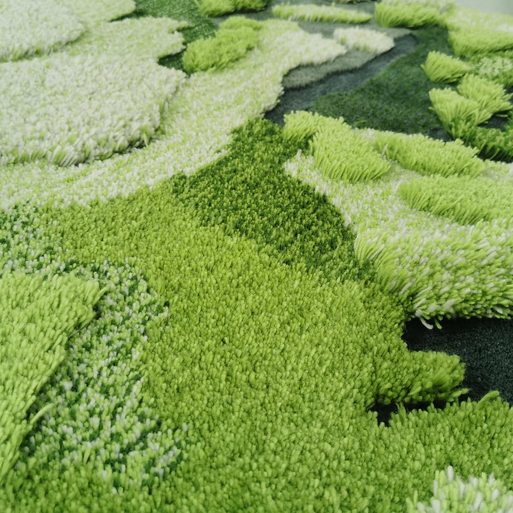 HMR - 31.5" Green Moss Rug 3D Tufted Wool Handmade Colorful Forest Carpet Bedside Living Room