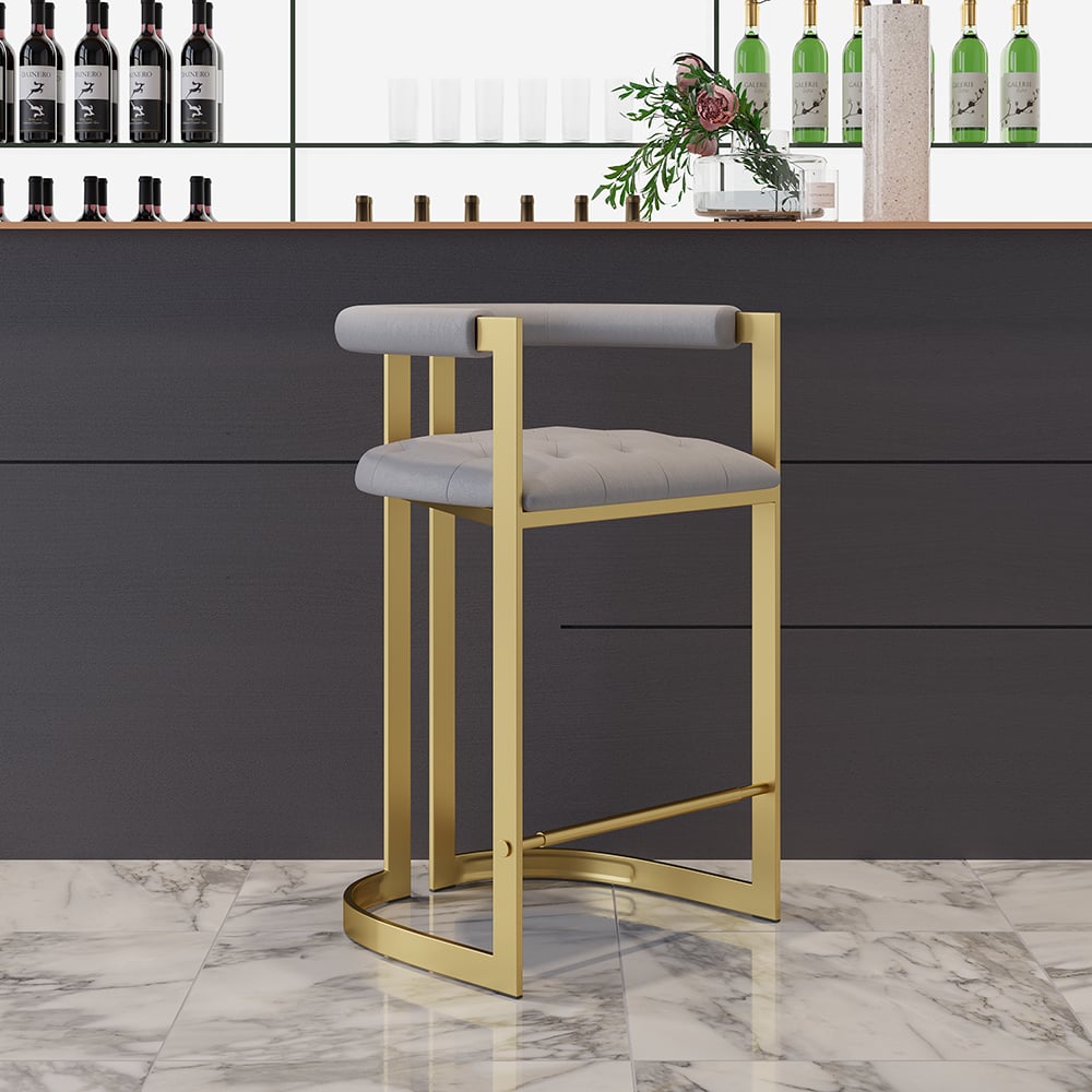 HMR Modern Leath-Aire Counter Stools with Upholstery - Gray, 8-Pieces