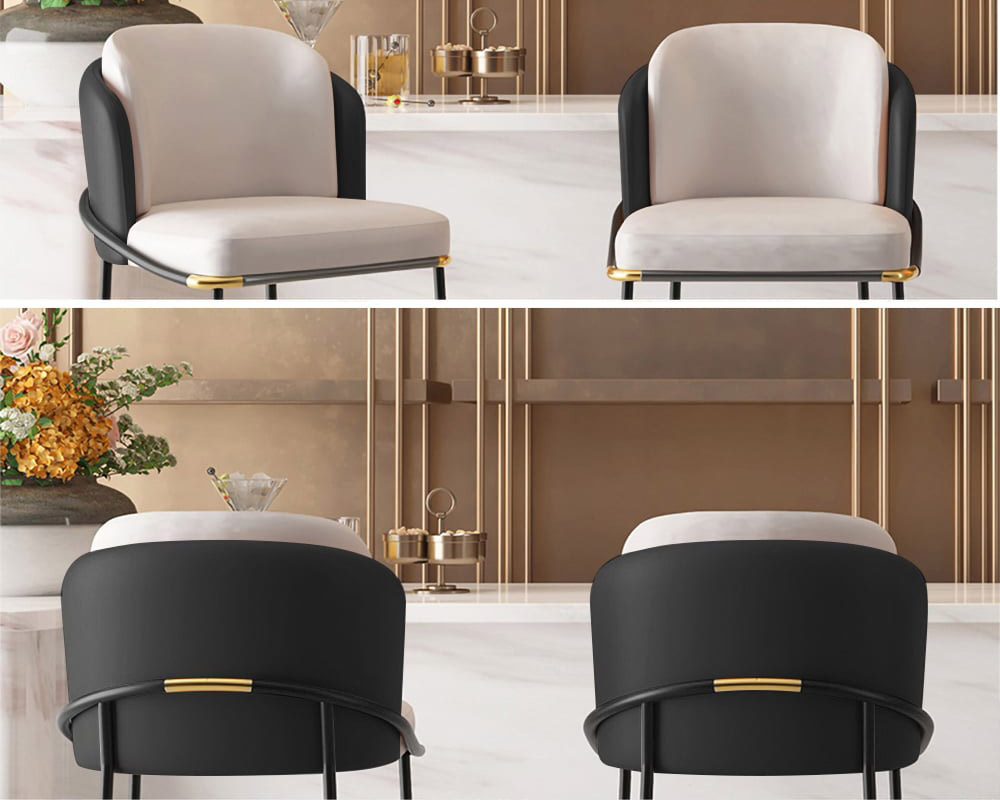 HMR Linenic Series Modern PU Leather Bar Stools - Black, 20.9"L x 20.9"W x 41.3"H, 6-Pieces