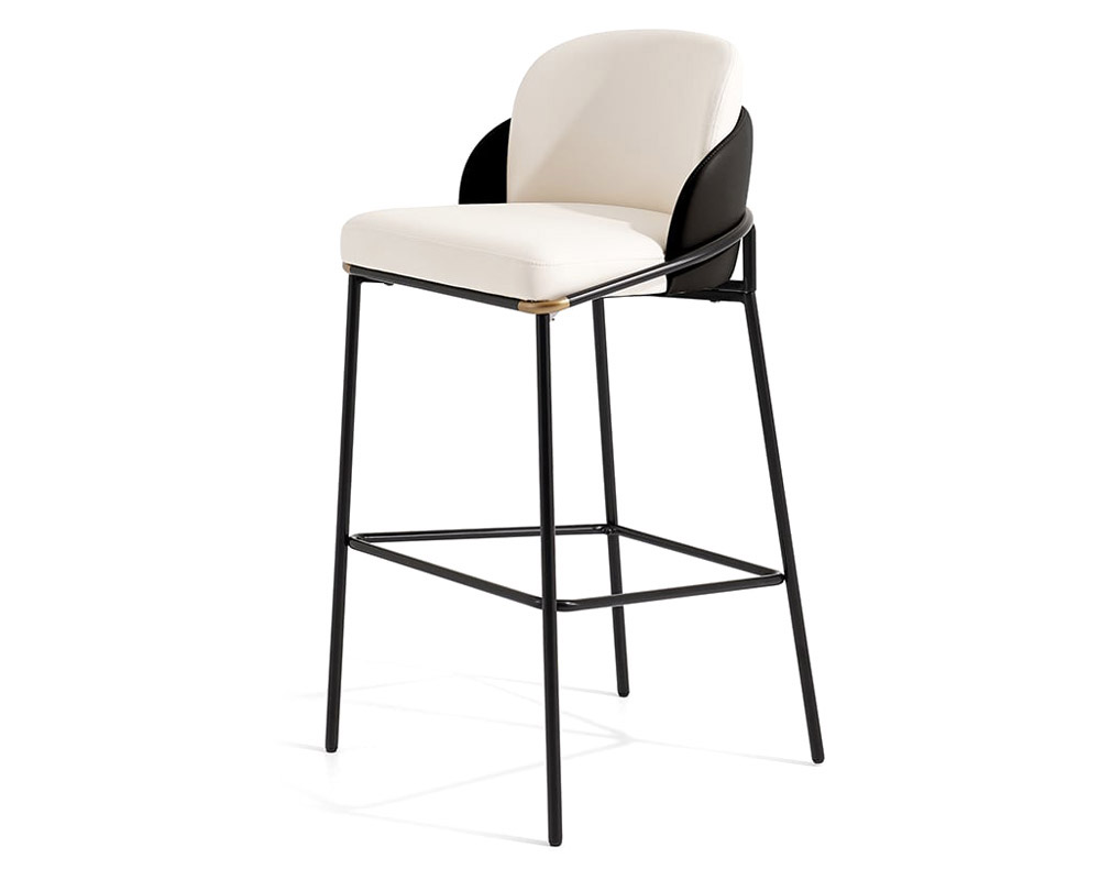 HMR Linenic Series Modern PU Leather Bar Stools - Black, 20.9"L x 20.9"W x 41.3"H, 6-Pieces