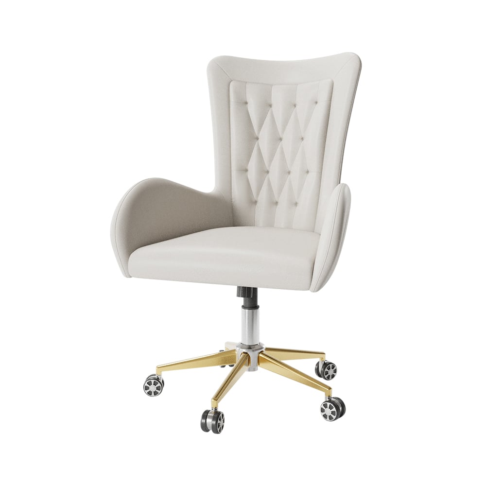 HMR - Oakic Modern Leather Office Chair White Ergonomic Swivel Desk Chair Height Adjustable