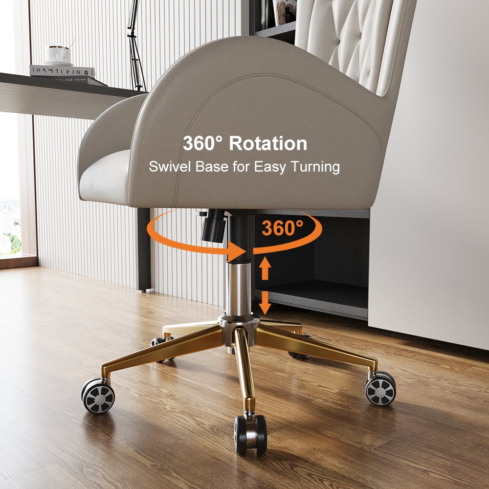 HMR - Oakic Modern Leather Office Chair White Ergonomic Swivel Desk Chair Height Adjustable